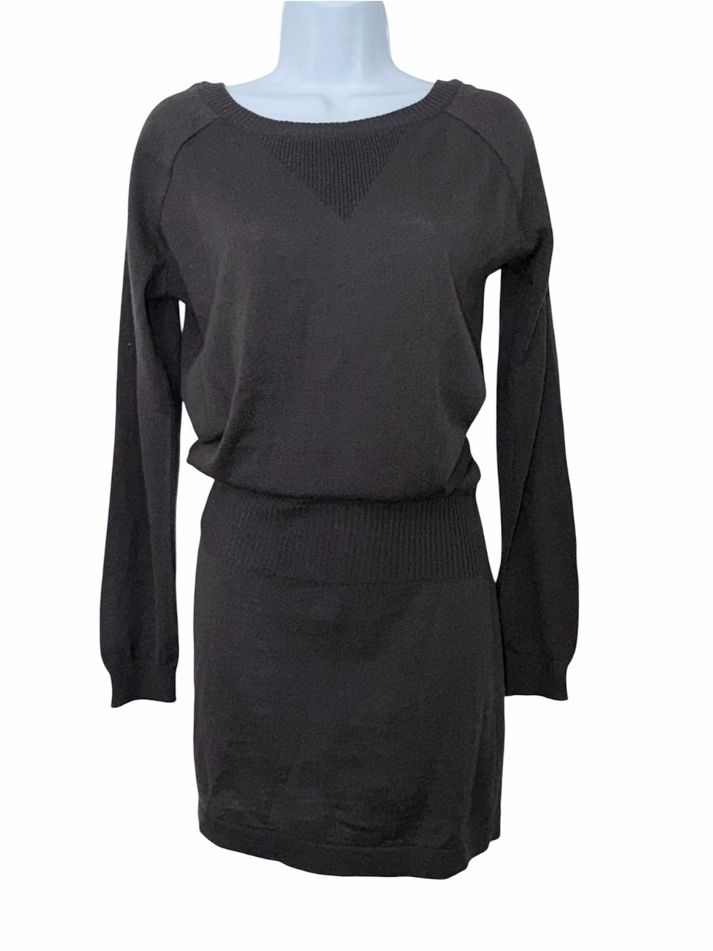 Comptoir Des Cotonniers Dark Gray Long-Sleeve Knit Dress - Size 8